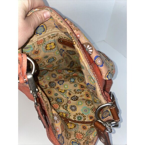 FOSSIL Key Per Crossbody Leather Orange Summer Handbag Boho Hobo Hippie - Picture 12 of 14